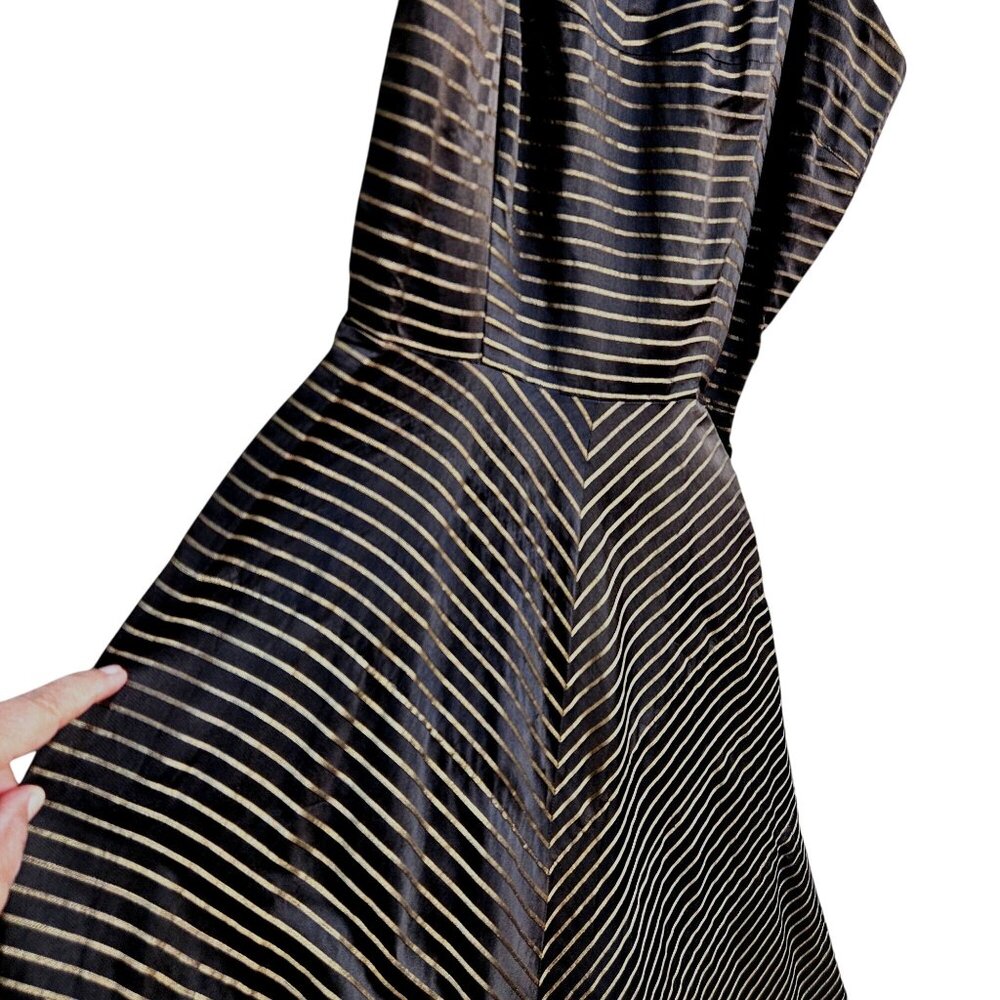 50s Egyptian Revival Black Gold Gown Full Skirt XXS Snake Chain 21" Waist - Picture 9 of 13